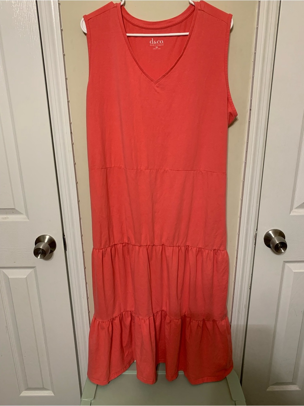 d&co Coral Sleeveless Tiered Maxi Dress